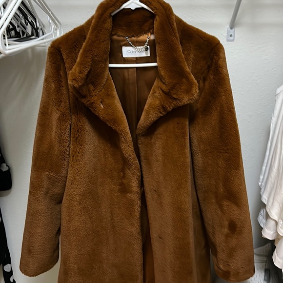 Faux Fur Coat in Tobacco color - Picture 1 of 3